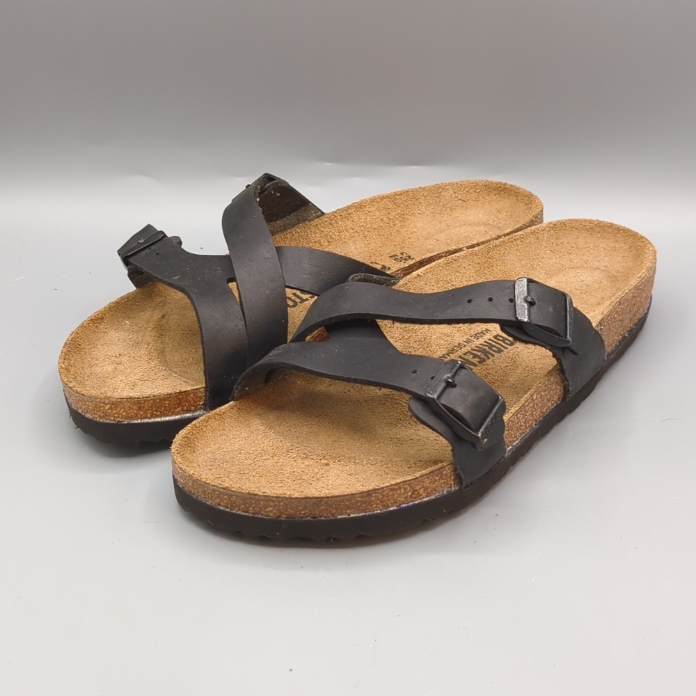 Birkenstock Yao Balance Sandals Black Flats Comfort Casual Size 39 Womens US 8 N